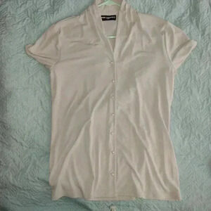 Karl Lagerfeld cement BM Jersey close pearl buttons 6 Small never worn lost tag